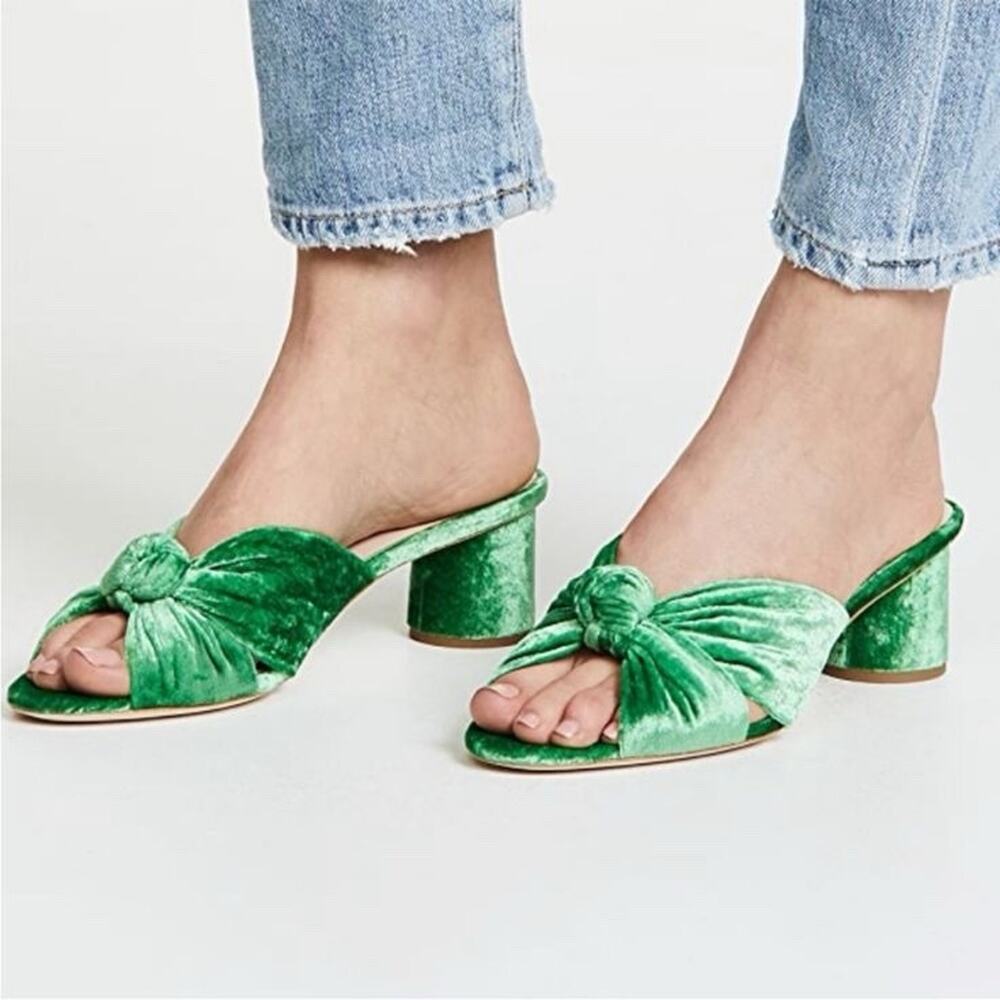 Loeffler Randall Celeste Emerald Green Velvet Knot Shoe 8